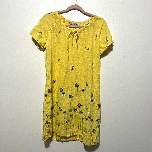 Potato Clothing Womens Linen Mumu Dress Size S Yellow Floral Sustainable Summer - Picture 1 of 8